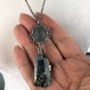 Blue HeronTurquoise Silver Boho Festival Statement Necklace Southwestern Country